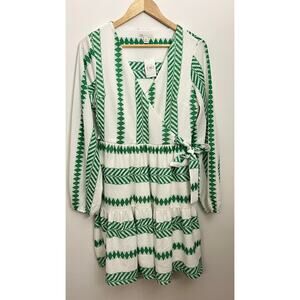 Cato Green and White Midi Dress with Belt Size Medium